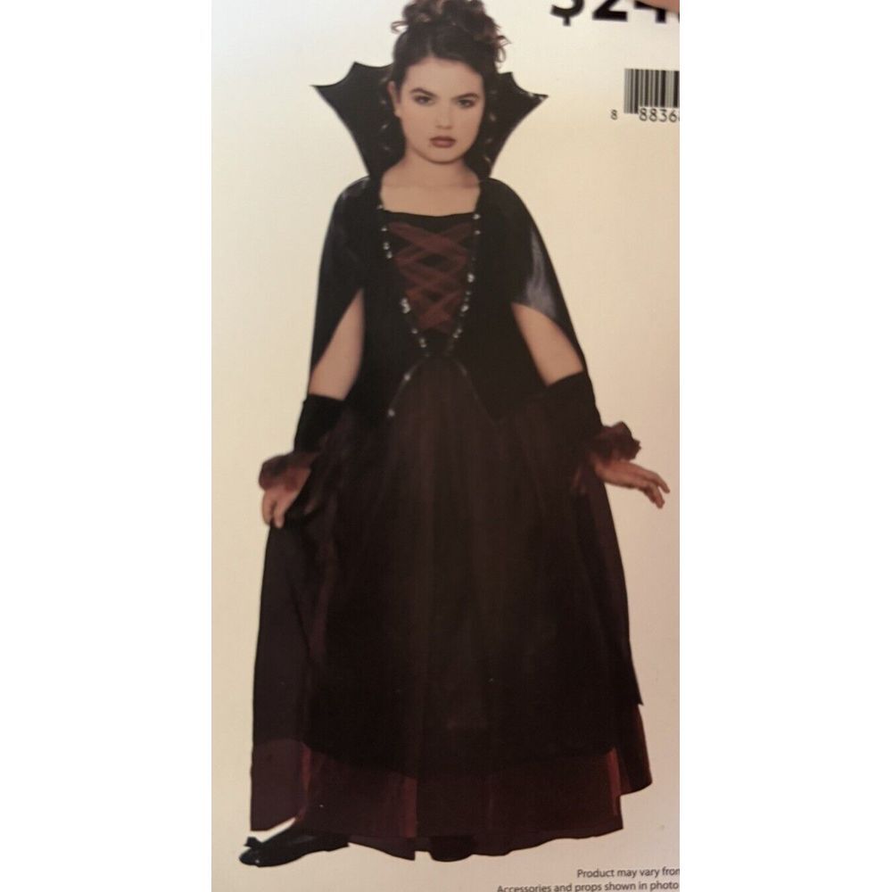Dracula's Darling Red Burgundy Velvety Tulle Dress Costume Girls XL (14/16) NEW!